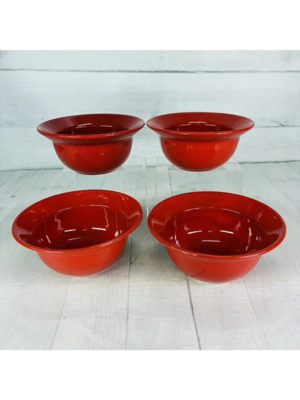 Pier 1 RED Solid Colored Rimmed Earthenware Spain 6.75